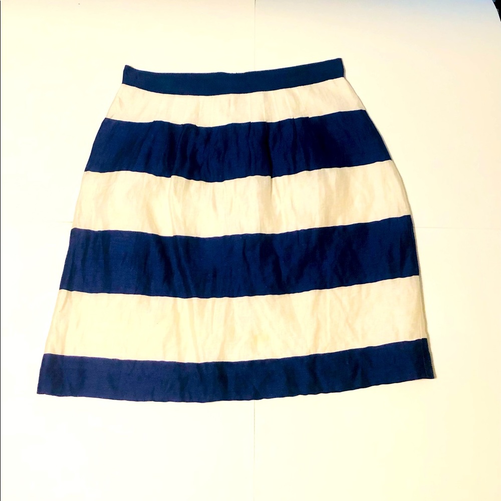 Loft Blue & White Striped Lined Skirt, size 2